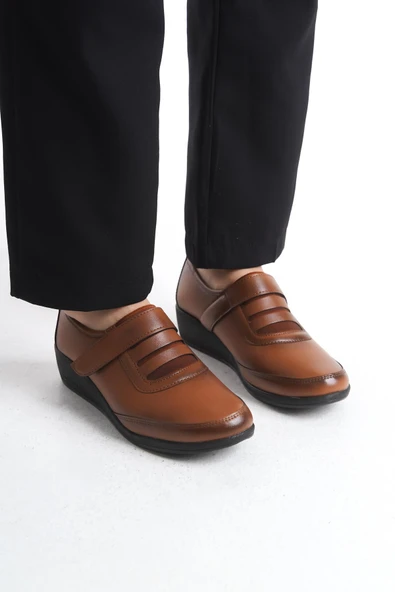 Kadın Comfort Taban Günlük Ayakkabı Cırtlı Hafif Yüksek Taban Yuvarlak Burun Ayakkabı - Resim 6