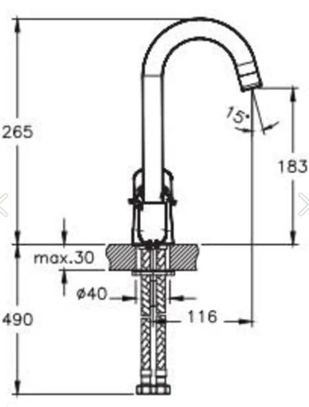 Artema Marin S A42458 Döner Borulu Lavabo Bataryası, Krom - 5