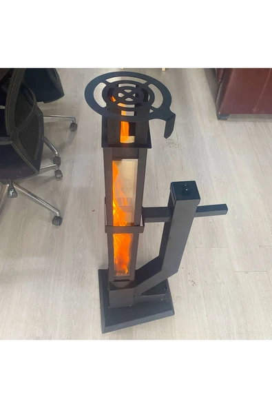 Kare 60 Cm Korunaklı Camlı Füze Pelet Sobası, Kamp Sobası - 4