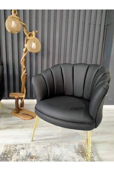 GARDEN HOUSE  Metal Ayak Siyah Renk Deri Ofis Koltuk Takımı 3'lü Kanepe Ofis Bekleme Koltuk Takımı 3 1 1 - 3