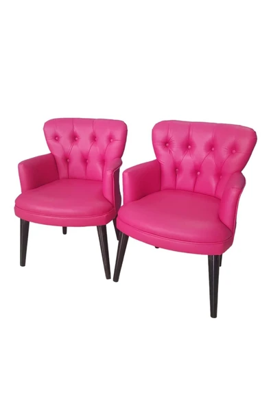 GARDEN HOUSE Fuşya Mavi Renk Deri Metal Ayak Ofis Koltuk Takımı Bekleme Büro Ofis Takımı - 3