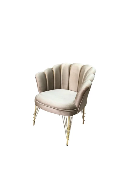 GARDEN HOUSE  Vizon Kumaş Gold Metal Ayaklı Çay Seti Koltuk Takımı Balkon Büro Bekleme Ofis Koltuk Takımı 3 1 1 - 2