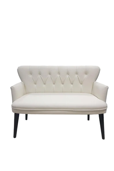 GARDEN HOUSE  Beyaz Siyah Renk Deri Metal Ayaklı Ofis Koltuk Takımı Bekleme Büro Koltuk Takımı - Resim 2