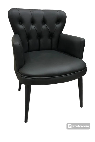 GARDEN HOUSE  Beyaz Siyah Renk Deri Metal Ayaklı Ofis Koltuk Takımı Bekleme Büro Koltuk Takımı - Resim 3