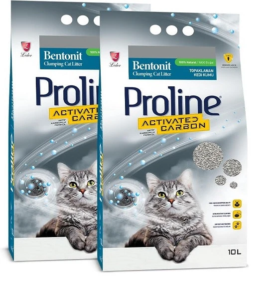 Proline Aktif Karbonlu Topaklanan Kedi Kumu 10 Lt x 2 Adet