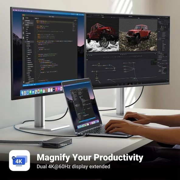 UGREEN USB C Bağlantı İstasyonu, Windows ve MacOS için 2HDMI 2DP 9'u 1 - 5
