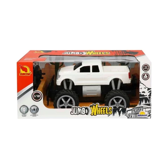 Çocuk 80012 1:18 Uzaktan Kumandalı Jumbo Wheels Usb Şarjlı Araba - 5
