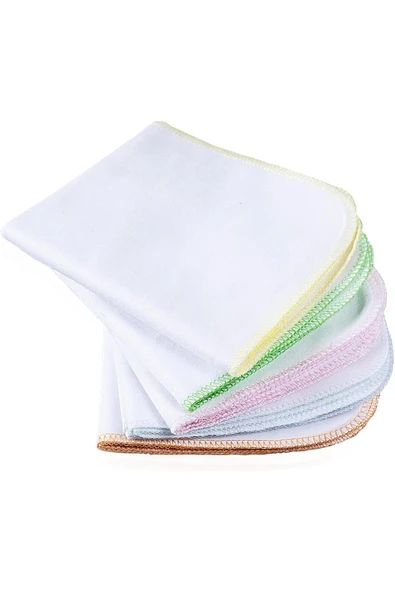 SAFEMOM %100 Pamuk Penye Bebek Ağız Mendili, Kusmuk Bezi, 25x25 Cm - 10'lu Paket