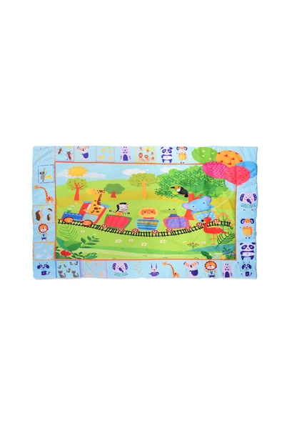 SAFEMOM Sevimli Hayvanlar Bebek Çocuk Oyun Matı, 90x145 Cm Oyun Halısı, Bebek Halısı, Aktivite Halısı, - 3