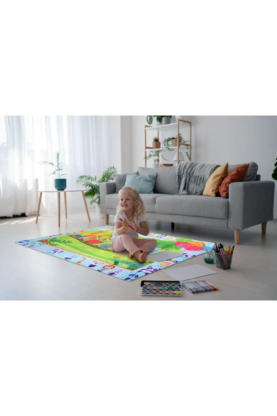 SAFEMOM Sevimli Hayvanlar Bebek Çocuk Oyun Matı, 90x145 Cm Oyun Halısı, Bebek Halısı, Aktivite Halısı, - 6