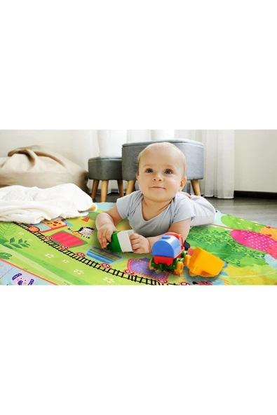 SAFEMOM Sevimli Hayvanlar Bebek Çocuk Oyun Matı, 90x145 Cm Oyun Halısı, Bebek Halısı, Aktivite Halısı, - 7