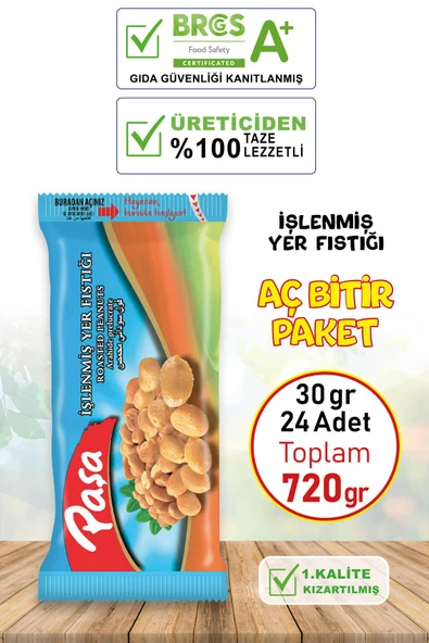 İşlenmiş Yer Fıstığı 30 gr X 24 Adet (720 gr)