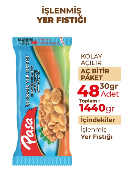 Paşa Kuruyemiş İşlenmiş Yer Fıstığı 30 gr X 48 Adet (1440 gr) - 2