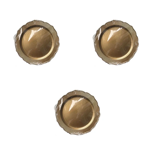 Parti Davet Piknik Doğum Günü Sert Plastik Mika Tabak - Altın - 18 Cm. - 6'lı 3 Paket ürün görseli 1