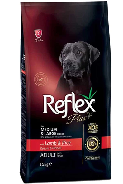 Reflex Plus Orta&Büyük Irk Kuzu ve Pirinçli Yetişkin Köpek Maması 15 Kg