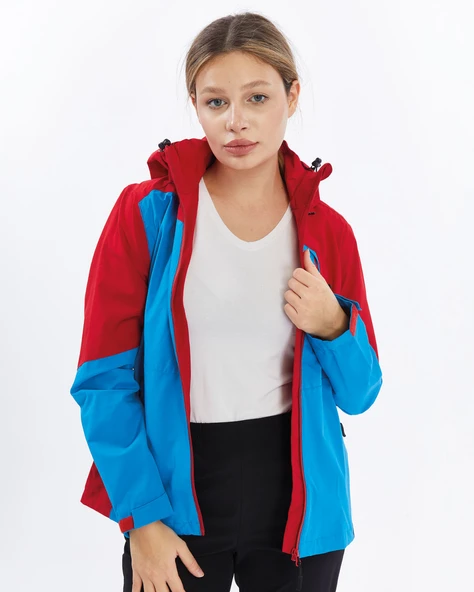 Mapamyumco Windbreaker Kadın Ceket-MAVİ-KIRMIZI - 3