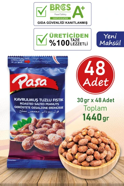 Kavrulmuş Tuzlu Fıstık 30 gr X 48 Adet (1440 gr)
