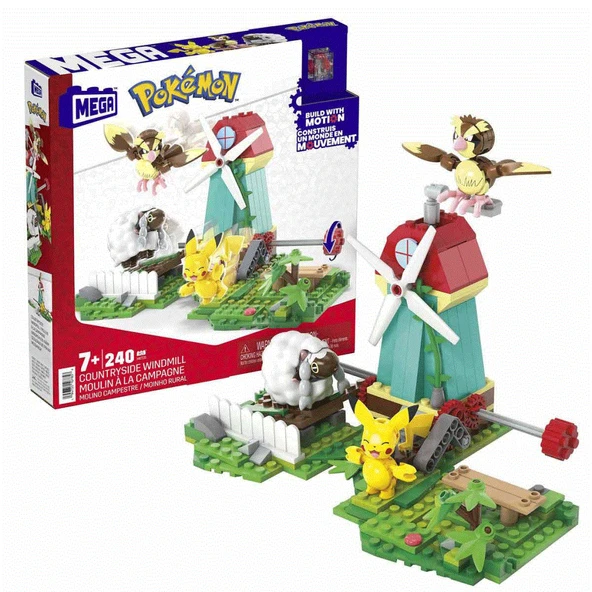 Çocuk HKT21 MEGA™ Pokémon™ Countryside Windmill - Yel Değirmeni Kasabası Seti 240 parça +7 yaş - 2