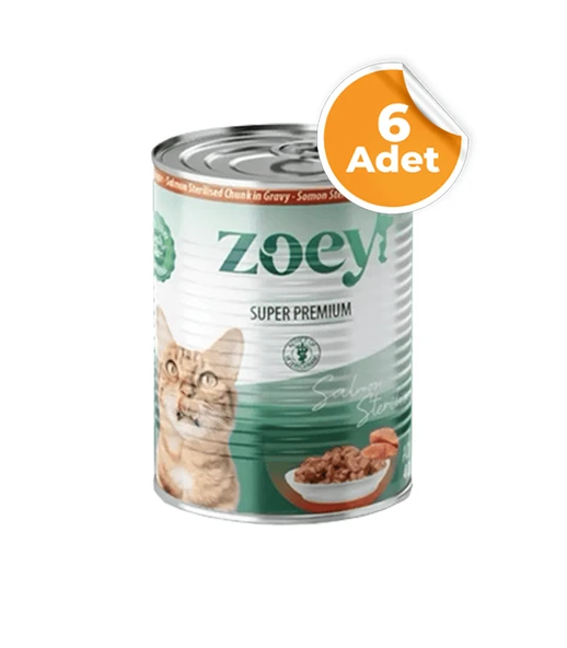 Zoey Somon Sterilised Kısırlaştırılmış Yetişkin Kedi Konserve Maması 400 gr x 6 Adet - Resim 5