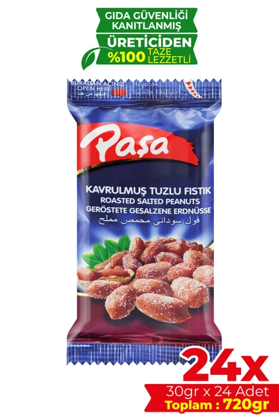 Paşa Kuruyemiş Kavrulmuş Tuzlu Fıstık 30 gr X 24 Adet (720 gr) ürün görseli