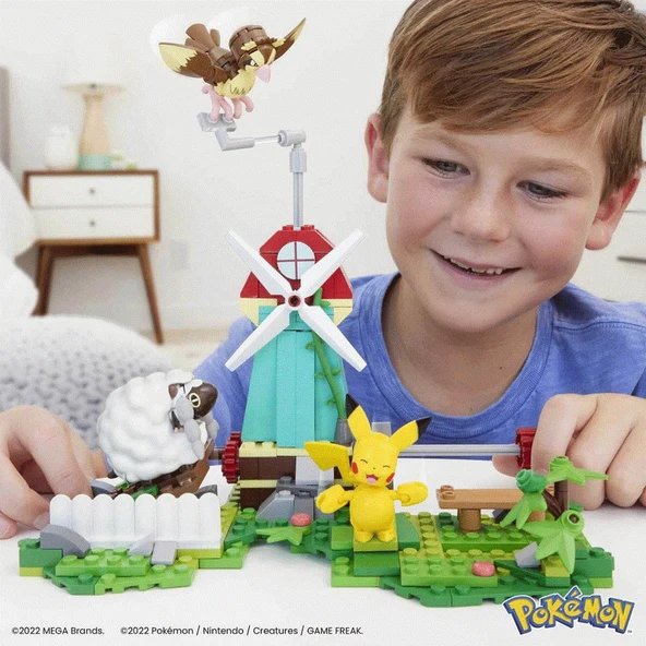 Çocuk HKT21 MEGA™ Pokémon™ Countryside Windmill - Yel Değirmeni Kasabası Seti 240 parça +7 yaş - 4
