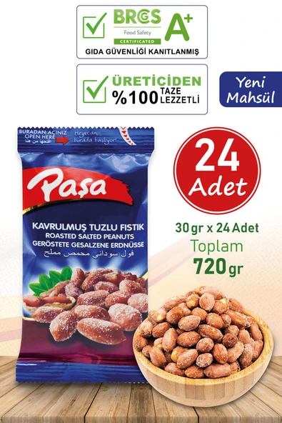Kavrulmuş Tuzlu Fıstık 30 gr X 24 Adet (720 gr)