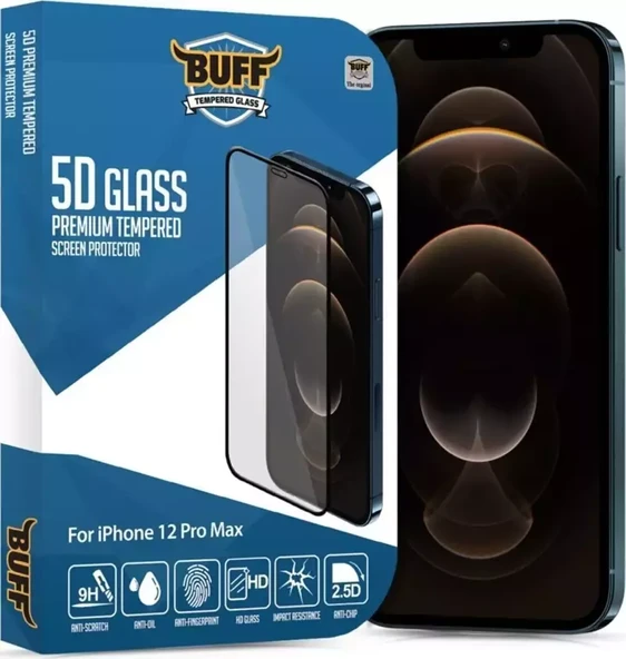 Buff Labs Iphone 12 Pro Max Uyumlu 5D Glass Ekran Koruyucu