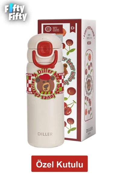 DILLER 600 ML Tek Kapak Çift Kullanım Pipetli/Pipetsiz Taşıma Kulplu Vacum Cup/Çelik Termos -FFDILLERD9238 - 3
