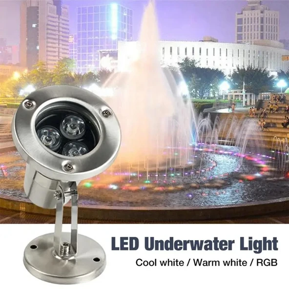 Havuz Led Armatür aplik su geçirmez açık alan aydınlatma ışık gösterisi sıva üstü krom kasa A-KRM-1201 IP68 3W 12V - 4