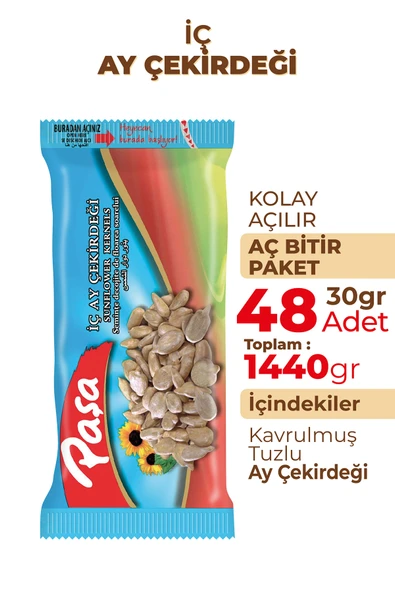 Paşa Kuruyemiş İşlenmiş İç Ay Çekirdeği 30 gr X 48 Adet (1440 gr) - 2