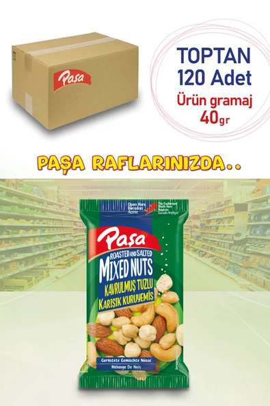 Kavrulmuş Tuzlu Karışık Kuruyemiş 40 gr x 120 Adet (Toptan Kuruyemiş)