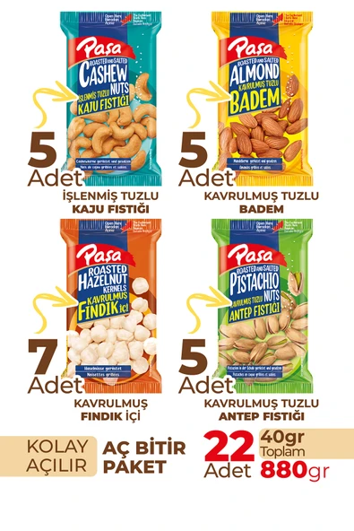Paşa Kuruyemiş Karışık Kuruyemiş 40 gr X 22 Adet (880 gr) - 2