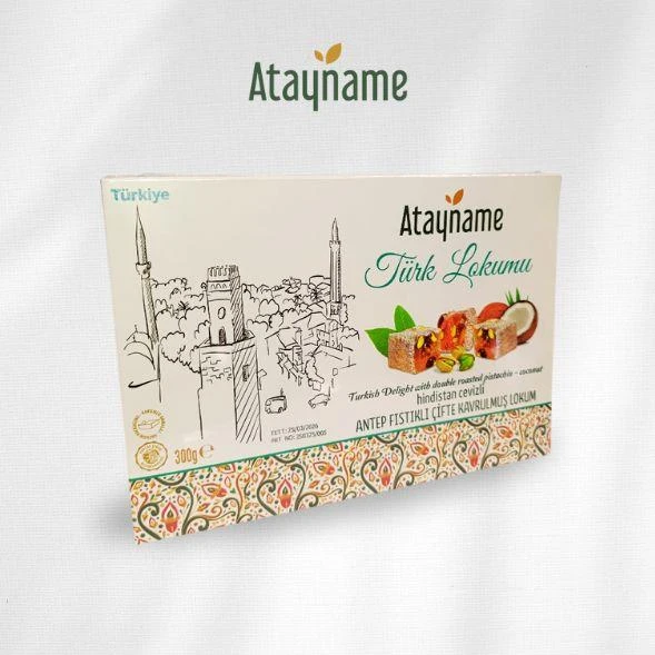 Atayname Hindistan Cevizli Antep Fıstıklı Çifte Kavrulmuş Lokum 300 G