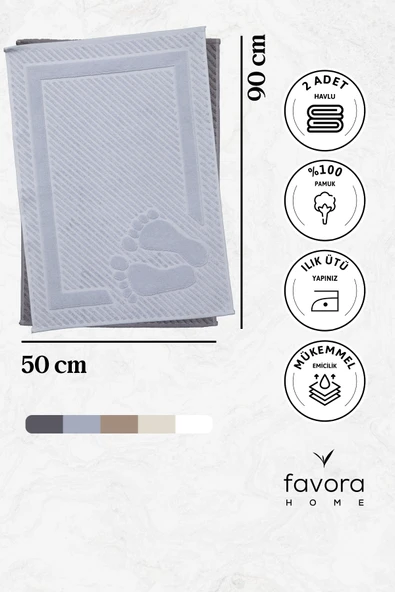 Leoline %100 Pamuk Premium 2'li Ayak Havlusu - Gri - Antrasit - 6