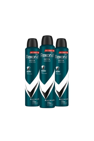 Rexona Men Invisible Black & White 72 Saat Erkek Sprey Deodorant 3 x 150 ML - 2
