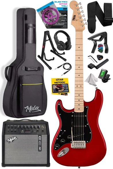 Midex RPH-31RD-50AMP Solak Elektro Gitar 50W Amfili Full Set