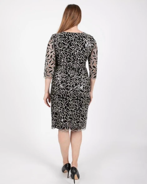 Ezze Kadın Yaprak DesenliAbiye Elbise 25YEZ4296 - 2