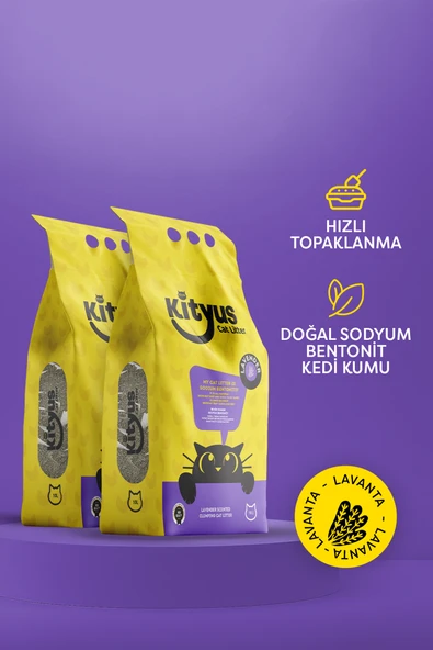 2li Avantaj Paketi İnce Taneli Tozsuz, Topaklanan Lavanta Kokulu Bentonit Kedi Kumu 2x10kg