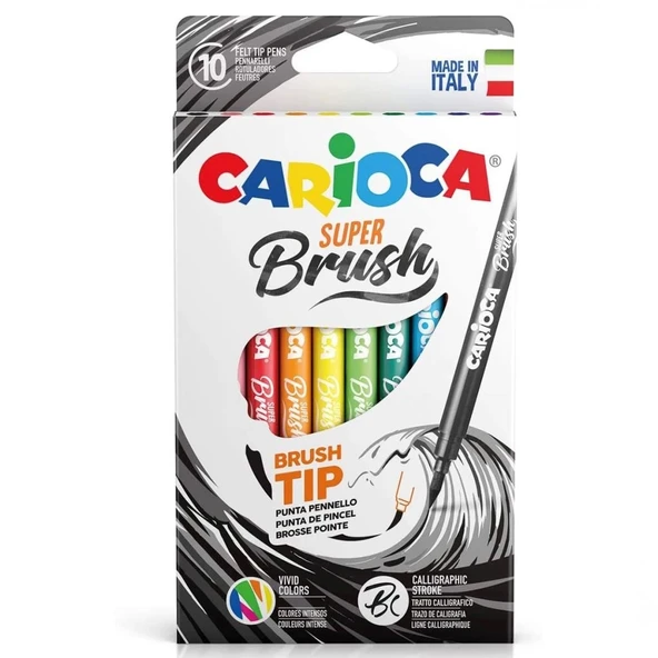 Çocuk Carioca Keçeli Boya Süper Brush Fırça Uçlu 10'lu 42937