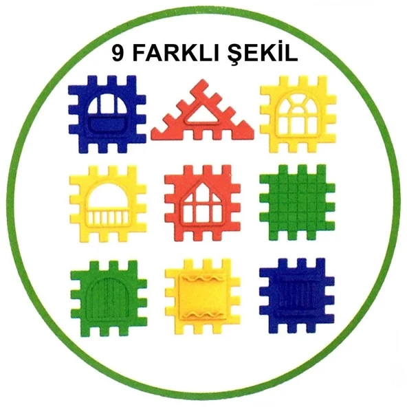 Çocuk Puzzle City 3D Yapı ve Tasarım Blokları 64 Parça - Resim 3