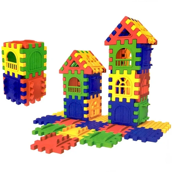 Çocuk Puzzle City 3D Yapı ve Tasarım Blokları 64 Parça - Resim 2