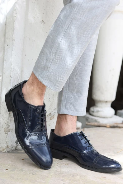 Tomiross Erkek Lacivert Rugan Klasik Damatlık Ve Günlük Ayakkabı 573-2 - 2