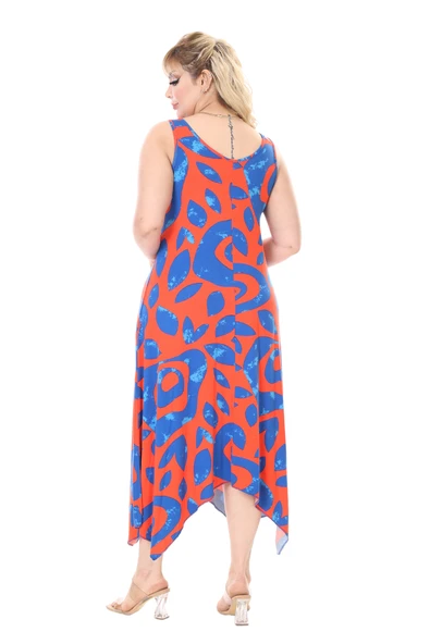 Melsay Butik Askılı V Yaka Pembe Nazar Desen Elbise - Resim 6