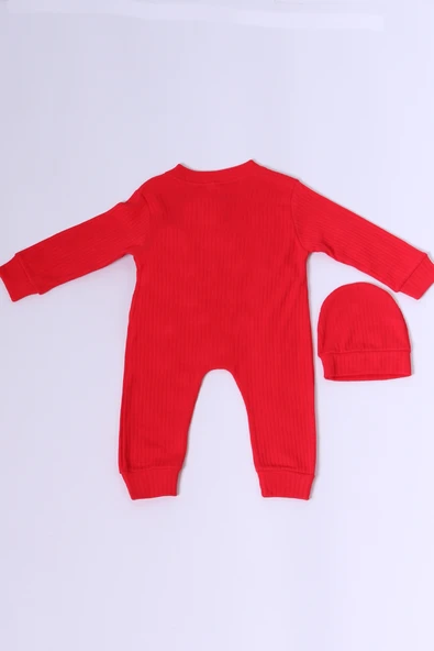 BEBEK TULUM ŞAPKA HEDİYELİ DÜĞMELİ AYICIK DETAYLI C32 - 5