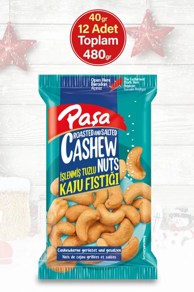 İşlenmiş Tuzlu Kaju Fıstığı 40 gr X 12 Adet (480 gr)