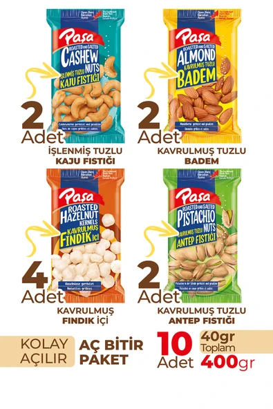 Paşa Kuruyemiş Karışık Kuruyemiş 40 gr X 10 Adet (400 gr) - 2