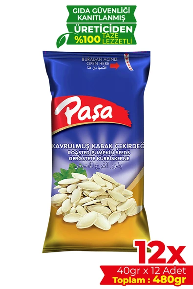 Paşa Kuruyemiş Kavrulmuş Kabak Çekirdeği 40 gr X 12 Adet (480 gr) - 1