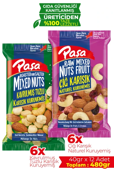 Paşa Kuruyemiş Karışık Süper Mix Kuruyemiş 40 gr X 12 Adet (480 gr) - 1