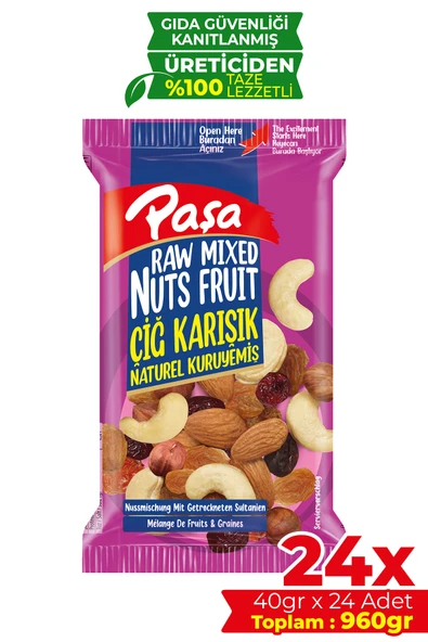 Paşa Kuruyemiş Çiğ Karışık Kuruyemiş 40 gr X 24 Adet (960 gr) - 1
