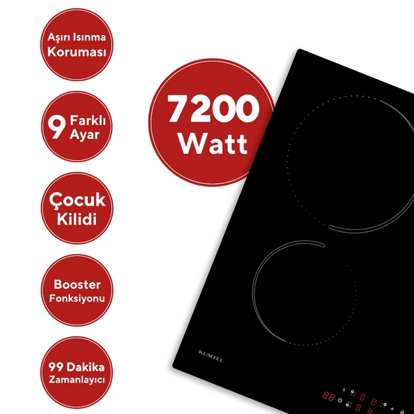 Kumtel Elektrikli İndüksiyonlu Dört Gözlü Ankastre Ocak HI6-4TB - 2